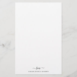 Papeterie Moderne deux monogramme initial féminin script lav