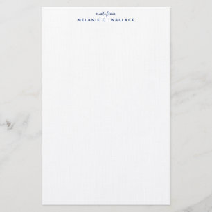 Papeterie Moderne Elegant Marine Bleu Personnalisé