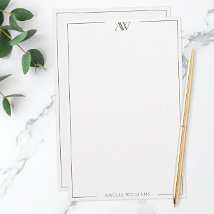 Papeterie Moderne monogramme élégant minimaliste vert olive