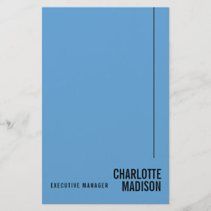 Papeterie Moderne Simple Bleu Ciel Minimaliste Propre Nom