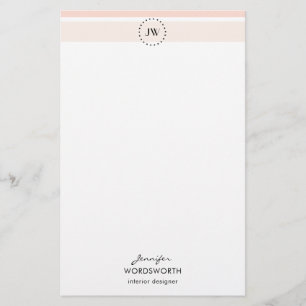 Papeterie Monogram Pastel Stripes Professionnel Papier