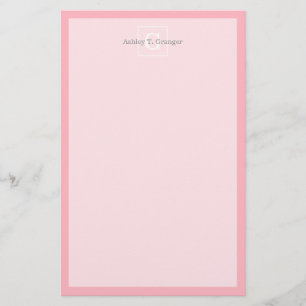 Papeterie Monograme de Pink White Framed Initial