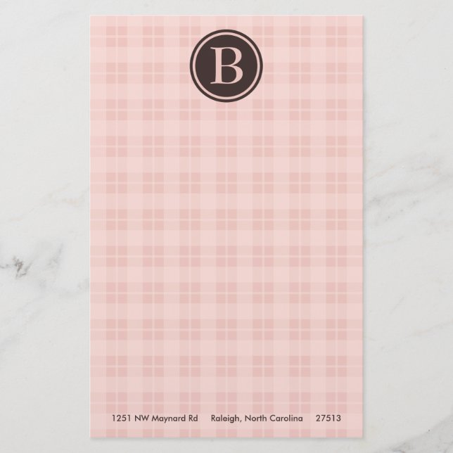 Papeterie Monogramme à plis rose fixe (Devant)