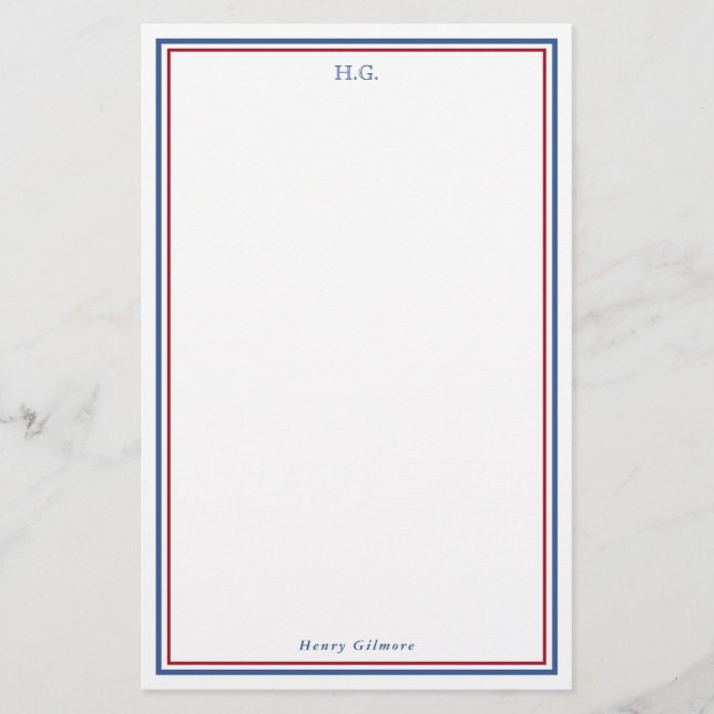 Papeterie Monogramme bleu marine Bourgogne (Devant)