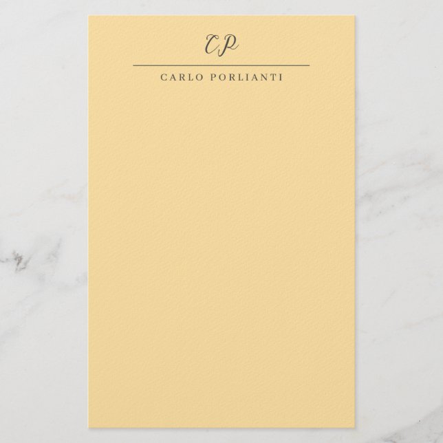 Papeterie Monogramme calligraphique moderne beige nom simple (Devant)