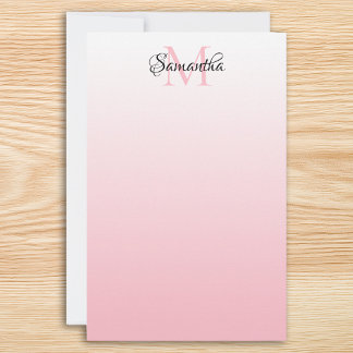 Papeterie Monogramme Chic Personnalisé avec Ombre Rose
