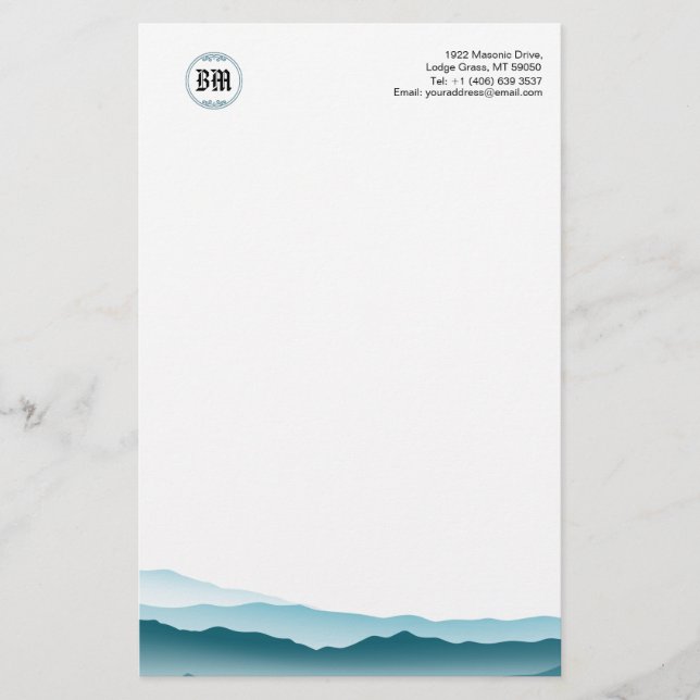 Papeterie Monogramme classique Blue Mountain View Business P (Devant)