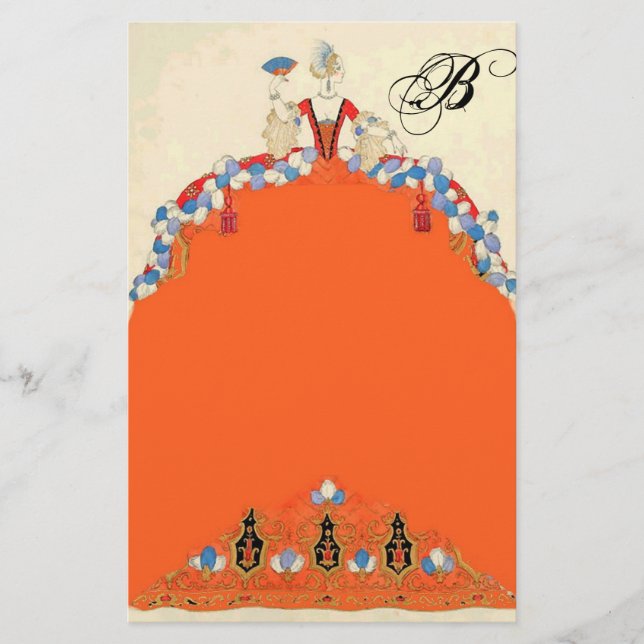 PAPETERIE MONOGRAMME DE CONCEPTEUR DE MODE LADANGE ORANGE (Devant)