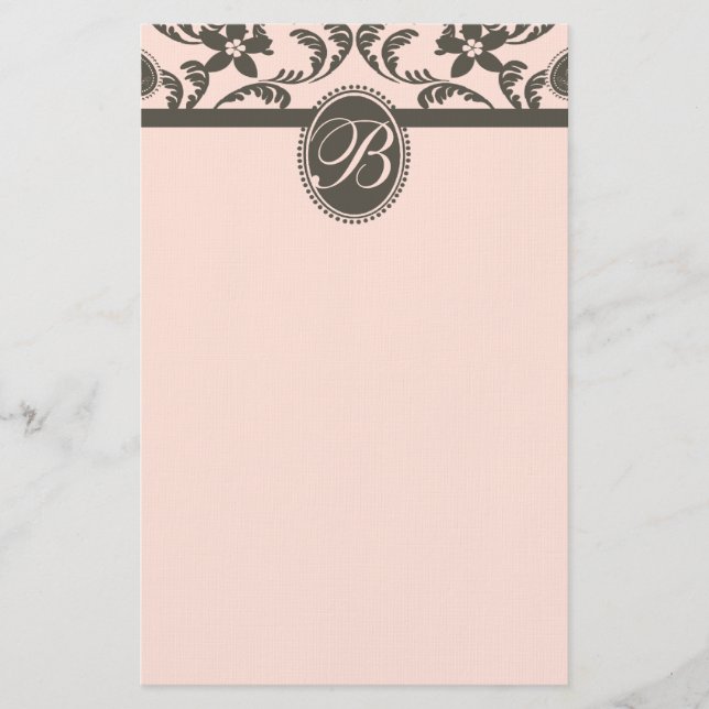 Papeterie Monogramme de fleurs rose et Brown de marguerite (Devant)
