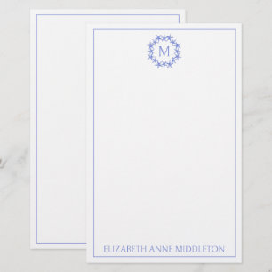 Papeterie Monogramme de gerbe de poisson étoilé bleu et blan
