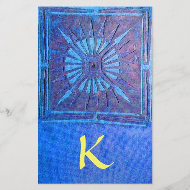 Papeterie MONOGRAMME DE L'ÉTOILE DU MATIN, jaune bleu (Devant)
