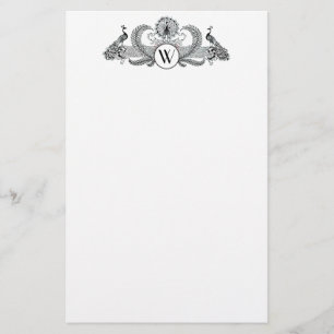 Papeterie Monogramme de Peacocks vintages