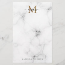 Monogramme de script féminin or marbre moderne