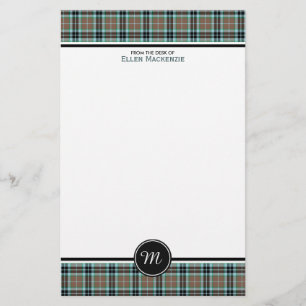 Papeterie Monogramme de tartan de chasse de clan de Thompson
