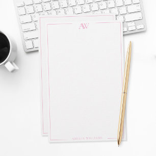 Papeterie Monogramme élégant minimaliste rose moderne
