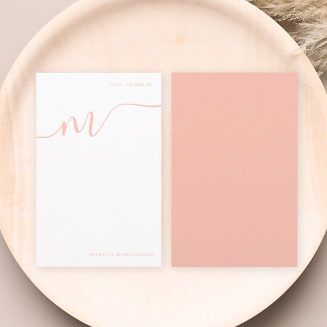 Papeterie Monogramme fillette calligraphie Coral rose Note P (Créateur téléchargé)