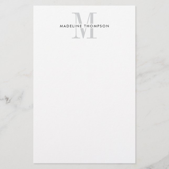 Papeterie Monogramme gris moderne (Devant)