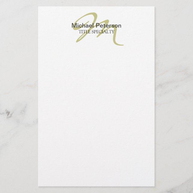 Papeterie Monogramme Initial Script Calligraphique Moderne (Devant)