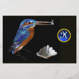 Papeterie MONOGRAMME KINGFISHER, Sapphire Bleu, Noir
