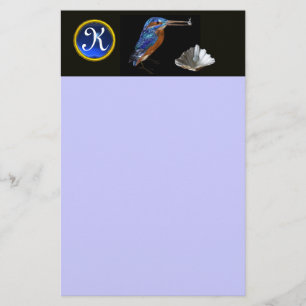 Papeterie MONOGRAMME KINGFISHER, Sapphire Bleu, Noir