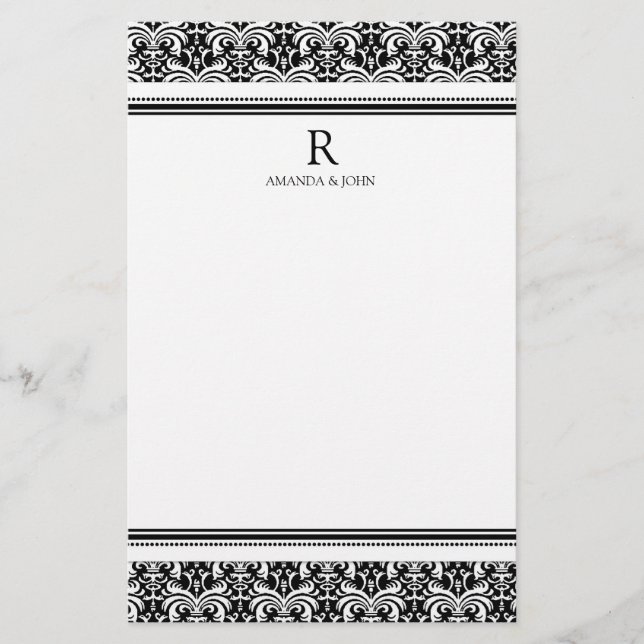 Papeterie Monogramme Mariage noir et blanc (Devant)