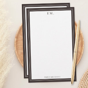 Papeterie Monogramme Marron Minimaliste