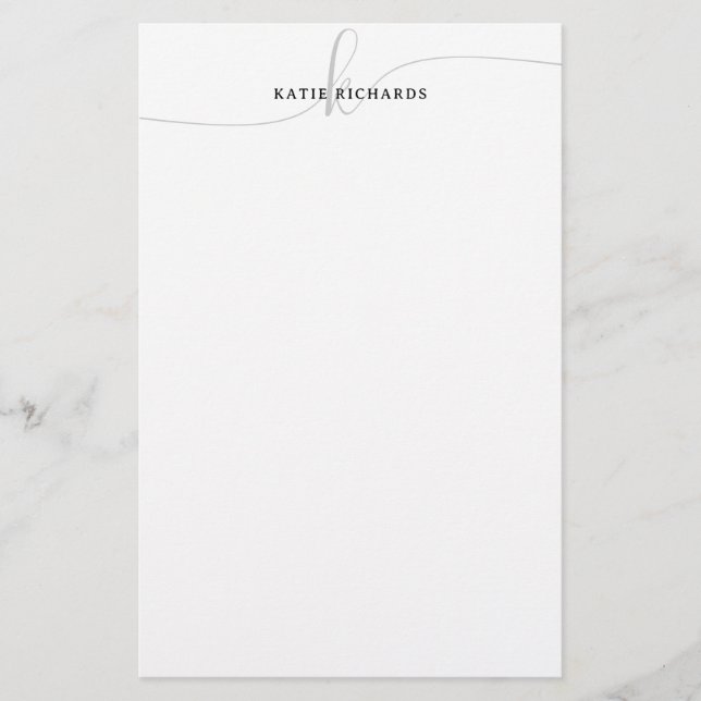 Papeterie Monogramme minimaliste Gris (Devant)