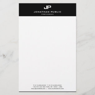 Papeterie Monogramme Modèle noir et blanc Élégant