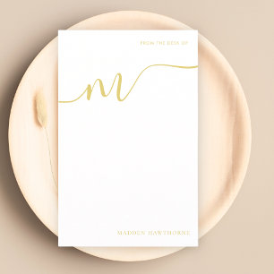 Papeterie Monogramme moderne Calligraphie or Note Papier