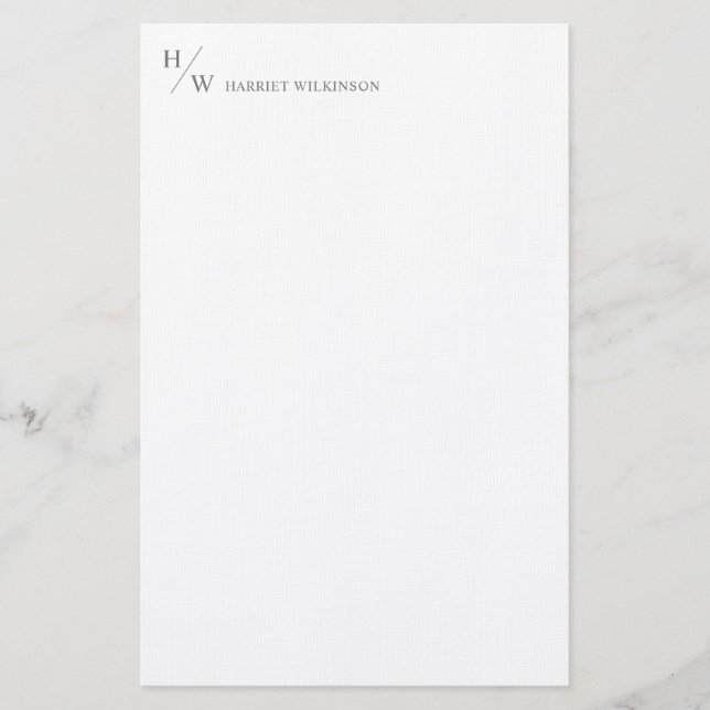 Papeterie Monogramme moderne Smokey Grey Stationpersonnel  (Devant)