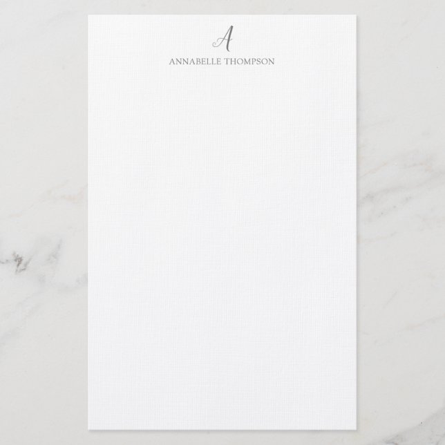 Papeterie Monogramme moderne Smokey Grey Stationpersonnel (Devant)