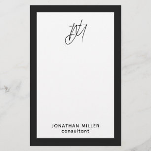 Papeterie Monogramme noir et blanc moderne Titre