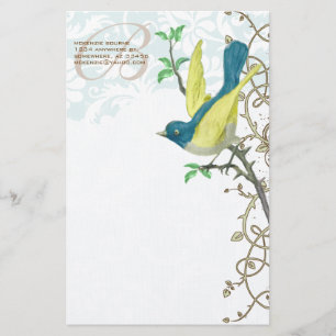 Papeterie Monogramme Oiseau Vintage Trésors Vintages