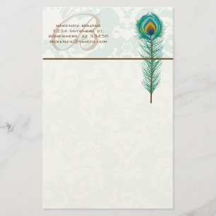 Papeterie Monogramme Peacock Feather Stationery