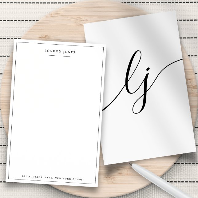 Papeterie Monogramme Personnalisé Calligraphie Simple (Créateur téléchargé)