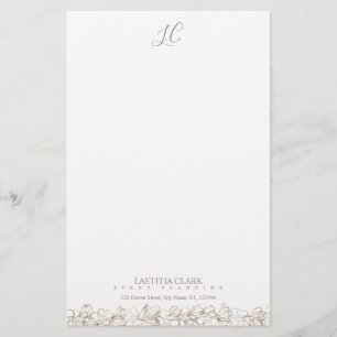Papeterie Monogramme personnalisé Élégant floral