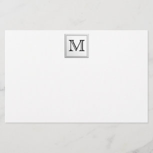 Papeterie Monogramme personnalisé imprimé. Noir et Blanc.