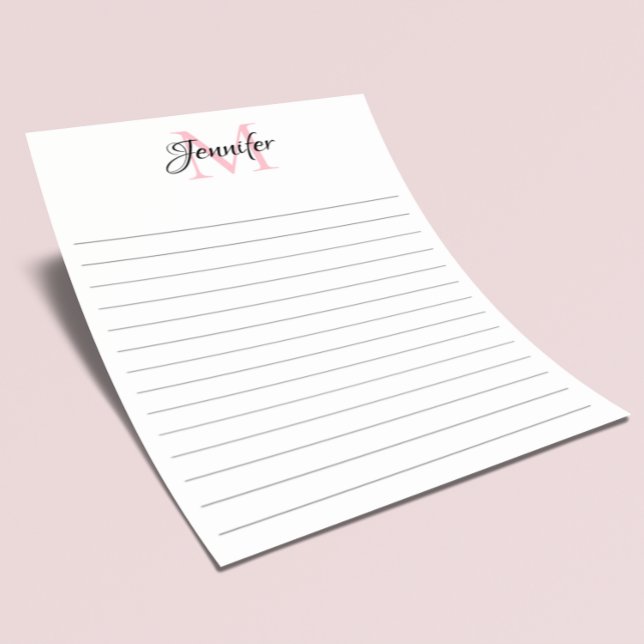 Papeterie Monogramme personnalisé linéaire minimaliste (Create your own girly chic monogram.)