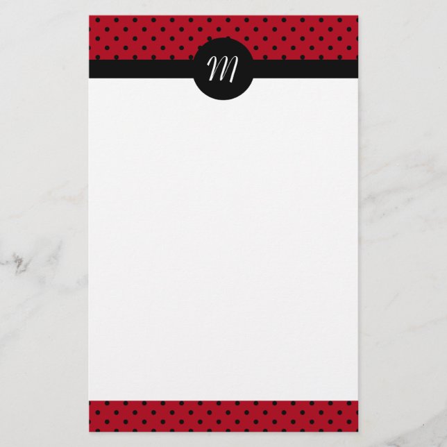 Papeterie Monogramme Pois rouge et noir (Devant)