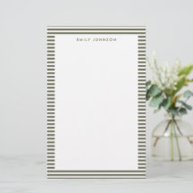 Monogramme Rayures Vert Olive Minimaliste