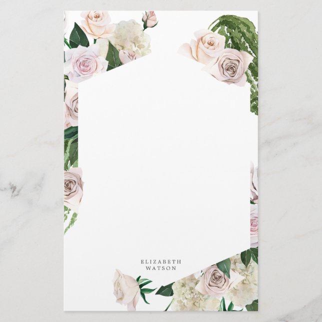Papeterie Monogramme rose floral (Devant)