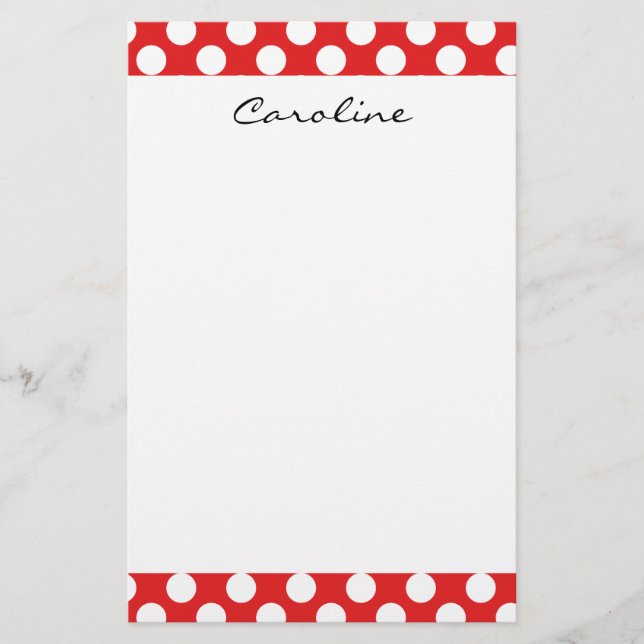 Papeterie Monogramme Rouge Blanc tendance Motif de point Pol (Devant)