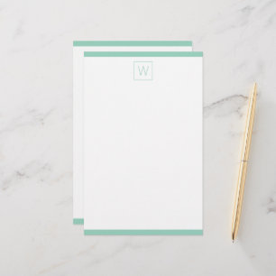 Papeterie Monogramme simple bleu sarcelle et blanc
