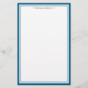 Papeterie Monogramme Simple Bordure Bleue Classique Personna