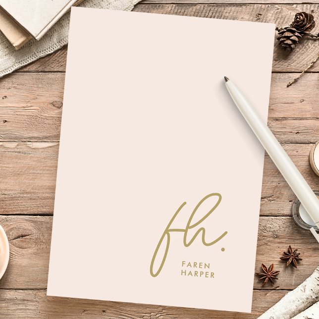 Papeterie Monogramme | Simple moderne Blush Pink personnalis (Créateur téléchargé)