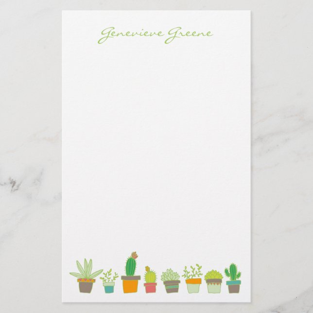 Papeterie Monogramme Succulente Illustrée (Devant)