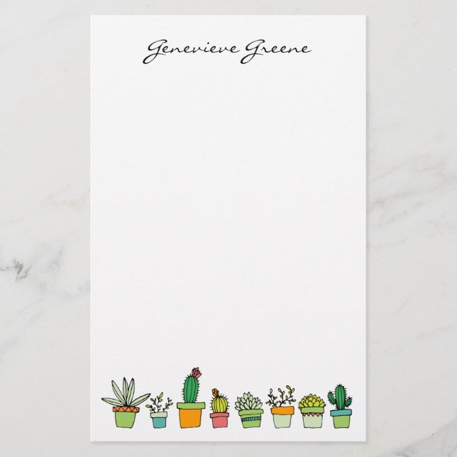 Papeterie Monogramme Succulente Illustrée (Devant)