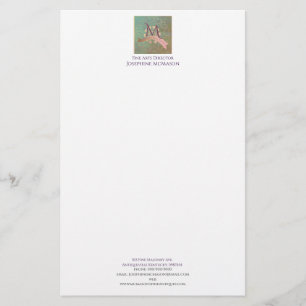 Papeterie Monogramme Turquoise et blanc Vintage