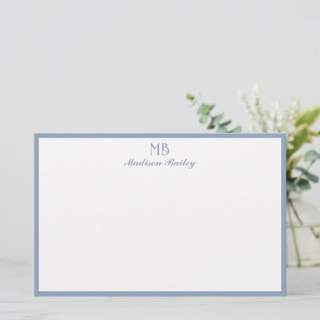 Papeterie Monogramme Typographie décorative | Dusty Blue (Debout devant)