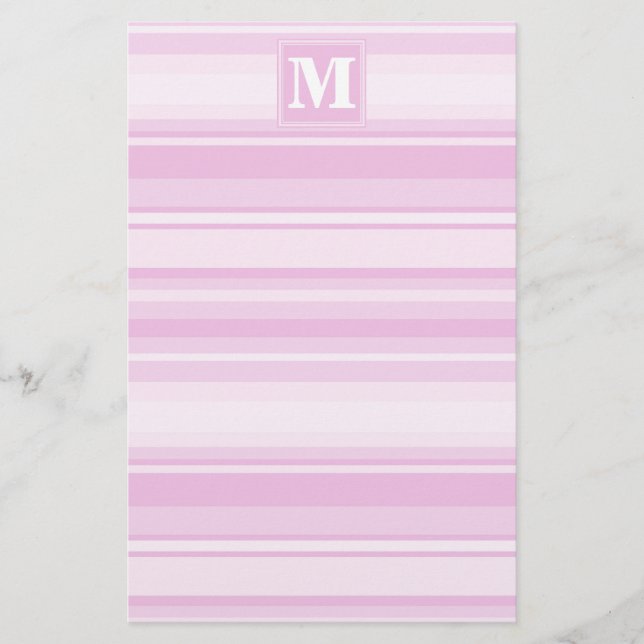 Papeterie Monogrammes à rayures roses pour bébé (Devant)